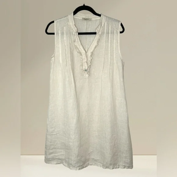 Alessia Bacini Made in Italy Linen Mini Neutral Dress Lightweight Breathable Air - Picture 1 of 8